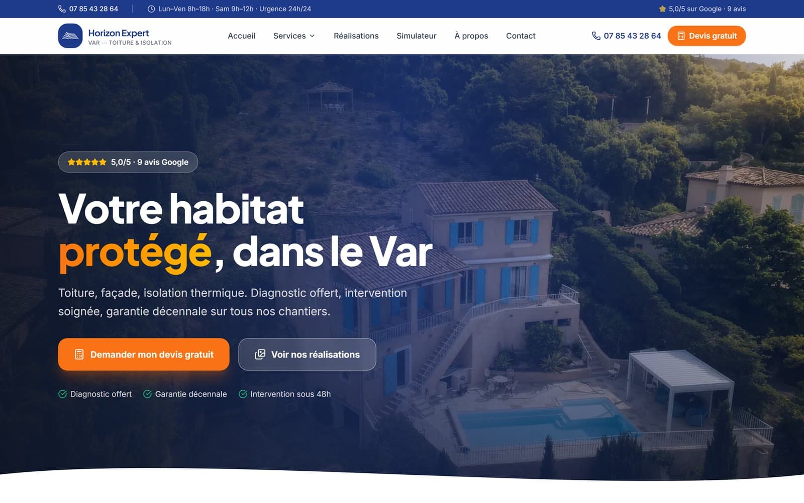 Page d'accueil du site Horizon Expert