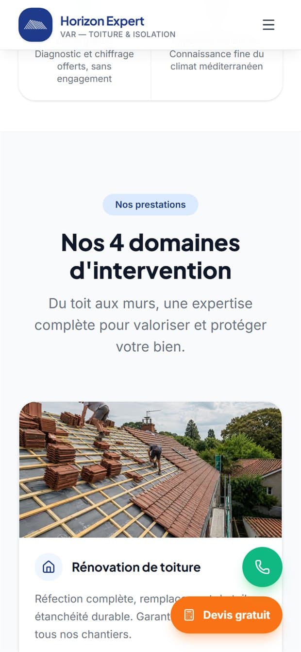 Horizon Expert sur mobile, plus bas dans la page