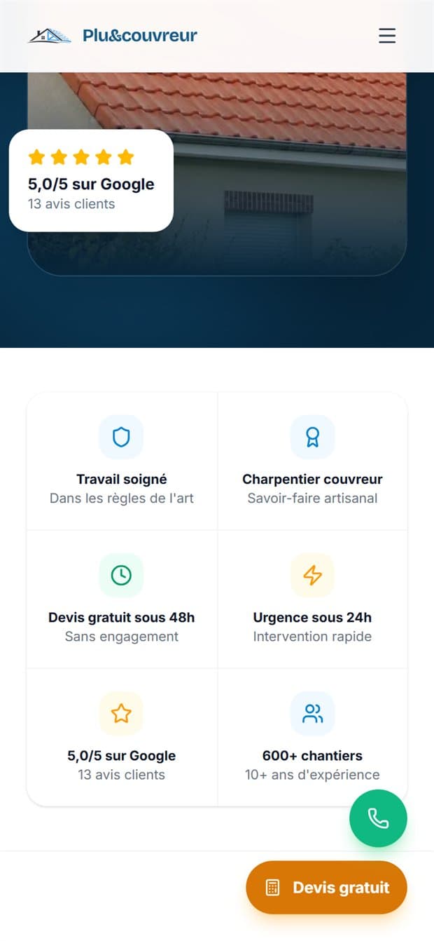 Plu&couvreur sur mobile, plus bas dans la page