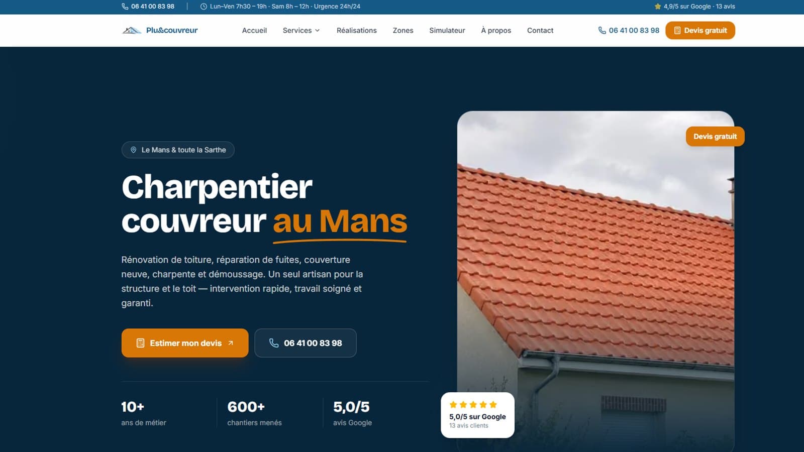 Site internet réalisé pour Plu&couvreur